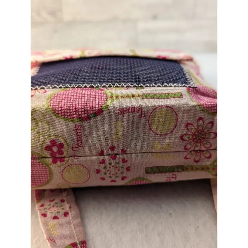 Tennis bag small pink Pattern Handmade For Essentials.Crossbody Strap 7.5x7.5x2